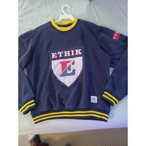 Ethik Worldwide Mens Sweatshirt Size M Navt Blue w Yellow trim Ethik Shi…